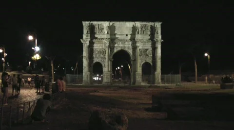 The Arch of Constantine at night Stock Footage 526664