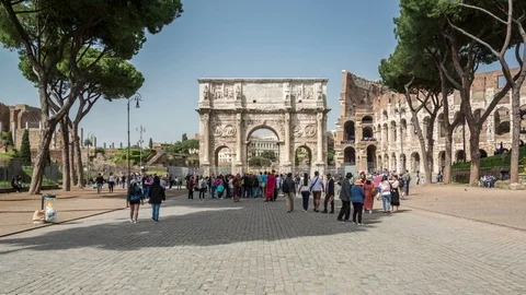 The Arch of Constantine, Rome, Italy. Hyperlapse video. Stock Footage 91733738