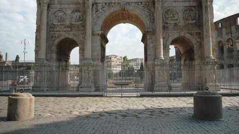 Arch of Constantine,important landmark of Rome.It is located near Colosseum Stock Footage 138275758