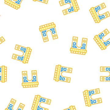 Arch construction vector seamless pattern flat Stock Illustration