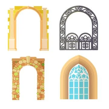 Arch design architecture construction frame classic, column structure gate door Illustrazione stock