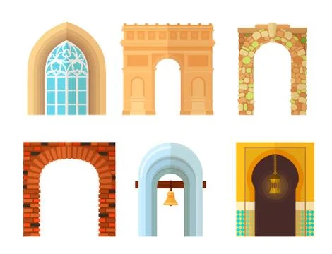 Arch design architecture construction frame classic, column structure gate door Illustrazione stock