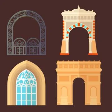 Arch design architecture construction frame classic, column structure gate door Illustrazione stock