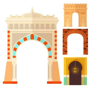 Arch design architecture construction frame classic, column structure gate door Ilustração Stock