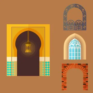 Arch design architecture construction frame classic, column structure gate door Illustrazione stock