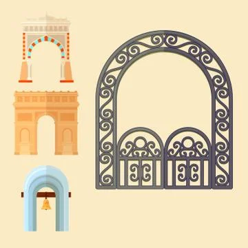 Arch design architecture construction frame classic, column structure gate door Illustrazione stock