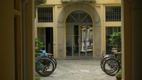 Arch door entry to apartment building in Europe. Stock Footage 199159170