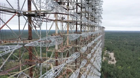 Arch, Duga. Soviet over-the-horizon radar station Stock Footage 128256983