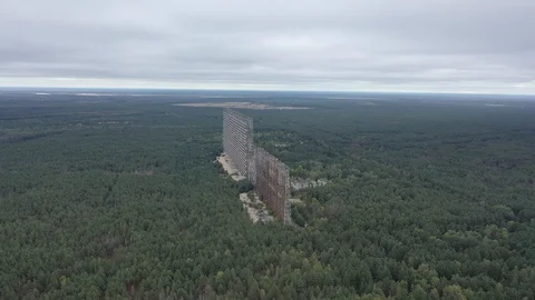 Arch, Duga. Soviet over-the-horizon radar station Stock Footage 128257094