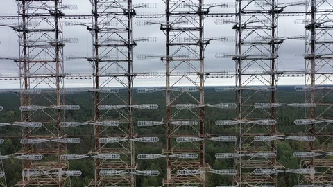 Arch, Duga. Soviet over-the-horizon radar station Stock Footage 128257209
