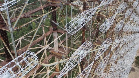 Arch, Duga. Soviet over-the-horizon radar station Stock Footage 128257328