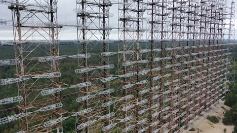 Arch, Duga. Soviet over-the-horizon radar station 库存影片 128257456