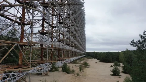 Arch, Duga. Soviet over-the-horizon radar station Stock Footage 128307484