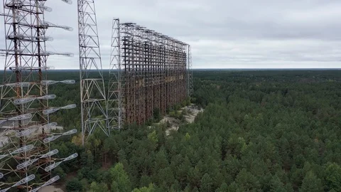 Arch, Duga. Soviet over-the-horizon radar station Stock Footage 128307654