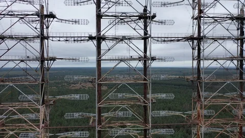 Arch, Duga. Soviet over-the-horizon radar station Stockbeeldmateriaal 128318671