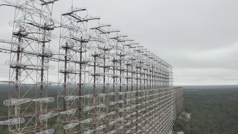 Arch, Duga. Soviet over-the-horizon radar station Stock Footage 128319323