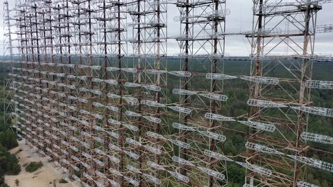 Arch, Duga. Soviet over-the-horizon radar station 库存影片 128319735