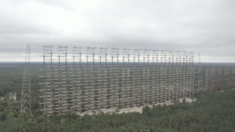 Arch, Duga. Soviet over-the-horizon radar station Stock Footage 128321153