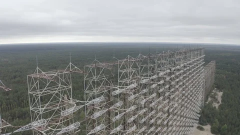 Arch, Duga. Soviet over-the-horizon radar station Stock Footage 128321316