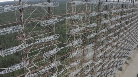 Arch, Duga. Soviet over-the-horizon radar station Stock Footage 128322643