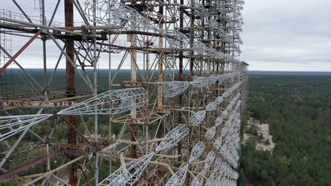 Arch, Duga. Soviet over-the-horizon radar station Stock Footage 128322710