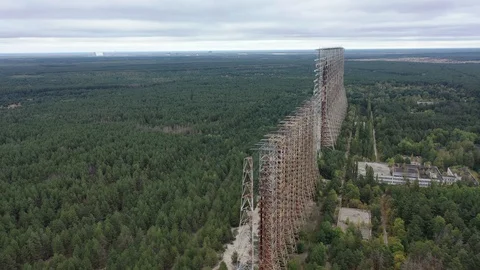 Arch, Duga. Soviet over-the-horizon radar station Stock Footage 128326938