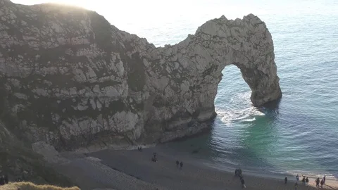 Arch Durdle Door and the beautiful sea. England. Stock Footage 78980544