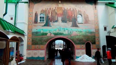 Arch at the entrance to the monastery Stock Footage 75942555