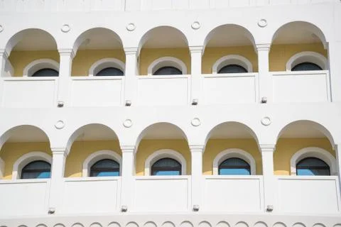 Arch facade. Arch window. Semicircular arches. Arch background. Foto stock