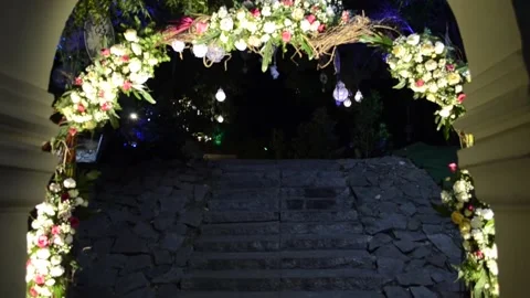 Arch with flowers Stock Footage 138583080