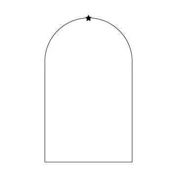 Arch frame border icon with star shape symbol for decorative vintage doodle.. Stock Illustration