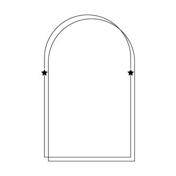 Arch frame border icon with star shape symbol for decorative vintage doodle.. Stock Illustration