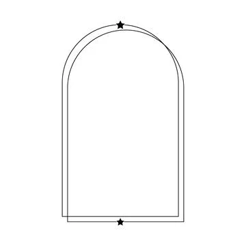 Arch frame border icon with star shape symbol for decorative vintage doodle.. Illustrazione stock