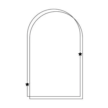 Arch frame border icon with star shape symbol for decorative vintage doodle.. Illustrazione stock