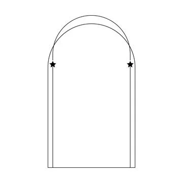 Arch frame border icon with star shape symbol for decorative vintage doodle.. Illustrazione stock