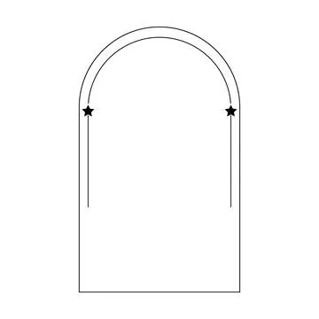 Arch frame border icon with star shape symbol for decorative vintage doodle.. Stock Illustration