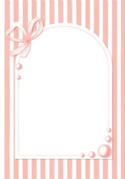 Arch frame bows pearls pink striped background Stock-Illustration