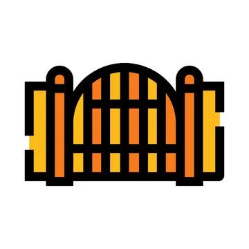 Arch gate with fence posts securing property entrance 스톡 일러스트