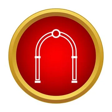 Arch gate icon on round red surface Stock Illustration