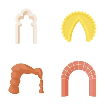 Arch gateway collection featuring different architectural elements Stock Illustration