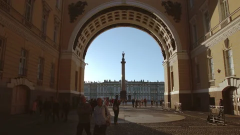 Arch of The General staff in the summer Stock Footage 136469973