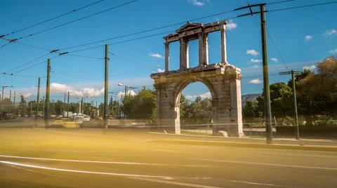 Arch of Hadrian - Athens, Greece Stock Footage 52091136