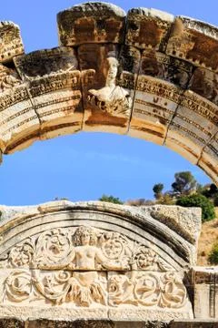 Arch of hadrian's temple Stock Photos