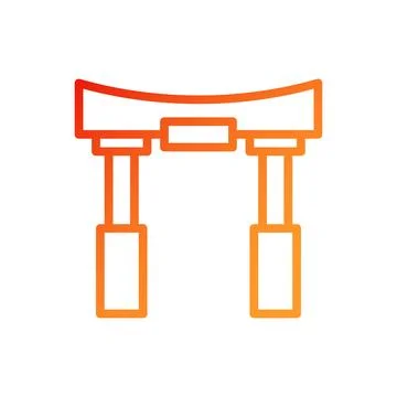 Arch icon gradient red orange chinese illustration Stock Illustration