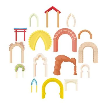 Arch icons set Stock Illustration