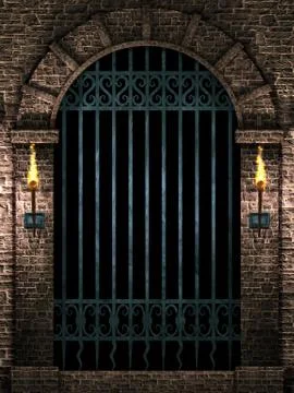 Arch with iron gate Stock Illustration