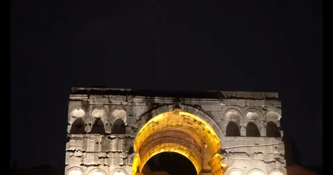 Arch of Janus front pan down night Stock Footage 117066793