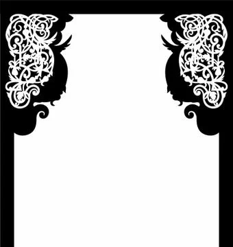 Arch Laser cut cnc panel design for metal, wooden room divider. Illustrazione stock