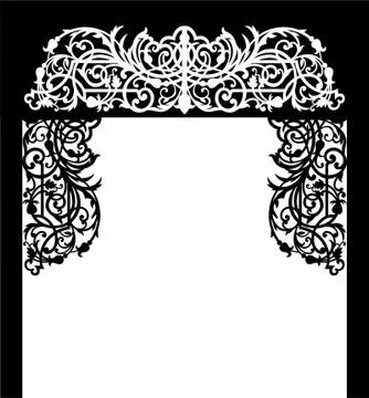 Arch Laser cut cnc panel design for metal, wooden room divider. Stock Illustration