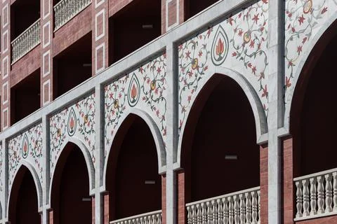 Arch with a Moroccan pattern on the balcony of a five-star hotel Stock Photos